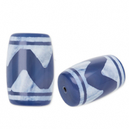 Perline di pietra naturale Calcedonio tubo onda blu-bianco