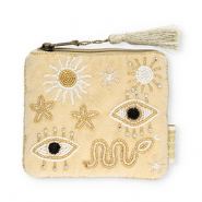 Pochette mistico beige-bianco-pesca nudo-oro