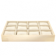 Espositore per bigiotteria con 12 scomparti con cuscini naturale-lino biancastro