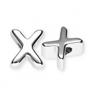 Perline alfabeto in acrilico con disegno lettera X argento