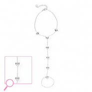 Bracciale baciamano in acciaio inossidabile cuore argento