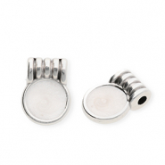 Ciondoli di metallo DQ® tonda argento antico-bianco madreperla (privo di nichel)