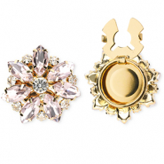 Metallo TQ in ottone copri bottoni fiore oro-rosa chiaro-cristallo