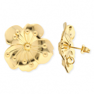 BY31® Componenti in acciaio inossidabile orecchini fiore con anellino oro