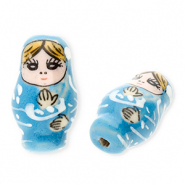 Perline di ceramica matrioska blu-bianco