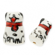 Perline di ceramica cane bianco-rosso-nero
