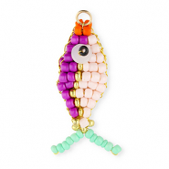 BY31&reg; Ciondoli con perline di vetro pesce viola-rosa chiaro-oro-verde menta