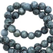Perline in pietra naturale Diaspro Dalmata 6mm blu otanio antracite