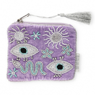 Pochette mistico viola-bianco-turchese blu-argento