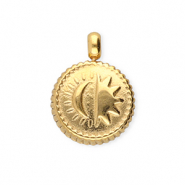 BY31&reg; Ciondoli in acciaio inossidabile tonda con sole & luna oro