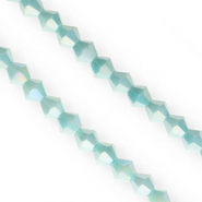 Perline sfaccettate bicone 6mm verde acqua-rivestimento AB