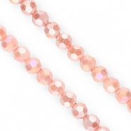 Perline sfaccettate tonde 6mm rosa salmone-rivestimento AB
