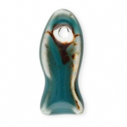 Perline di ceramica pesce blu ottanio scuro-marrone