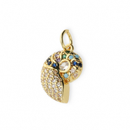 Metallo TQ in ottone ciondolo conchiglia con strass oro-trasparente-blu