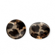 Perline in acrilico rondelle con stampa leopardo marrone chiaro trasparente-marrone scuro