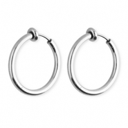 Orecchini in acciaio inossidabile a cerchio clip argento