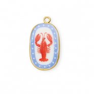 Ciondoli di ceramica ovale con cancro oro-bianco-blu-rosso