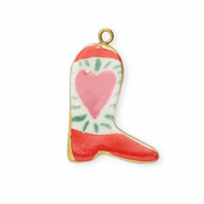 Ciondoli di ceramica stivale da cowboy con cuore oro-bianco-rosso-rosa-verde