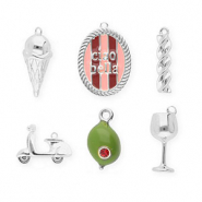 BY31® Ciondoli in ottone Eco-brass confezione risparmio (6 pz.) argento-verde oliva-rosa chiaro-rosso