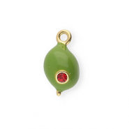 BY31® Ciondoli in ottone Eco-brass con smalto oliva oro-verde oliva-rosso
