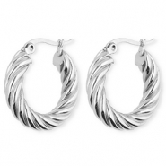 BY31&reg; Orecchini in acciaio inossidabil a cerchio spirale argento
