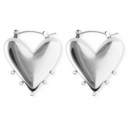 BY31&reg; Componenti in acciaio inossidabile orecchini cuore con 5 anellini argento