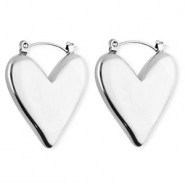 BY31&reg; Orecchini in acciaio inossidabil a cerchio cuore argento