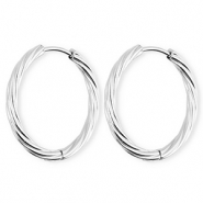 BY31&reg; Orecchini in acciaio inossidabil a cerchio spirale argento