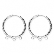 BY31&reg; Componenti in acciaio inossidabile orecchini spirale con 3 anellini argento