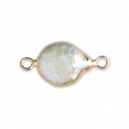 Perle di acqua dolce imperfette distanziatore rotondo oro-bianco naturale