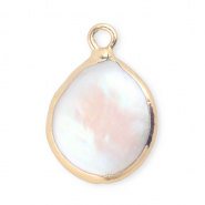 Perle di acqua dolce imperfette ciondolo rotondo/goccia oro-bianco naturale