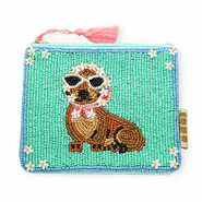 BY31® Pochette bassotto con fiore verde menta-marrone-blu chiaro-rosa-bianco
