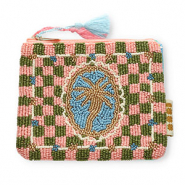 BY31® Pochette palma oro-blu chiaro-rosa chiaro-verde oliva-biancastro