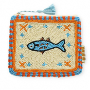 BY31® Pochette pesce con stella blu chiaro-arancione-biancastro-nero