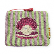 BY31® Pochette conchiglia con perla verde pastello-lilla-melanzana-biancastro-bianco
