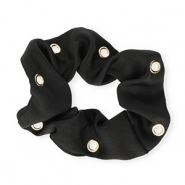Elastici per capelli setoso con anellini nero-oro