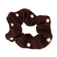 Elastici per capelli setoso con anellini marrone scuro-oro