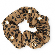 Elastici per capelli stampa leopardo con anellini marrone delicato-nero-oro