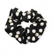 Elastici per capelli a pois con anellini nero-bianco-oro