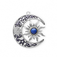 Ciondoli in acciaio inossidabile con smalto luna e sole argento-blu scuro-bianco