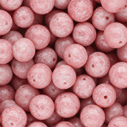 Perline di vetro 12mm rosa vintage-bianco