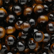 Perline di vetro 12mm nero-giallo ambra
