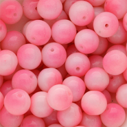 Perline di vetro 12mm rosa chewing gum-bianco
