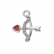 Ciondoli in acciaio inossidabile con strass arco e freccia argento-cristallo-rosso