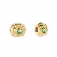 Perline in acciaio inossidabile anello con strass 6mm oro-verde