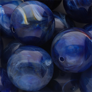 Perline in acrilico 24 mm tonda blu scuro-multicolore-bianco marmo