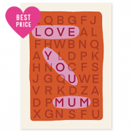BY31&reg; Espositori bigiotteria in cartoncino "Love you mum" biancastro-rosso corallo-rosa