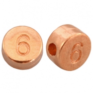 Perline numerico di metallo DQ con disegno numero 6 oro rosa (privo di nichel)