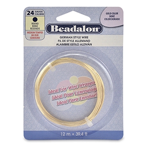 Beadalon filo stile tedesco 24 Gauge tondo oro