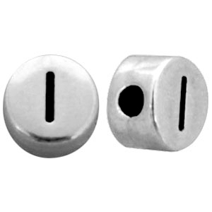 Perline metallizzate alfabeto con disegno lettera I argento antico